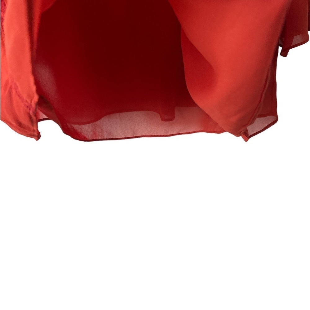 New York & Co Red Flowy Bell Sleeves Top Medium - Picture 6 of 6